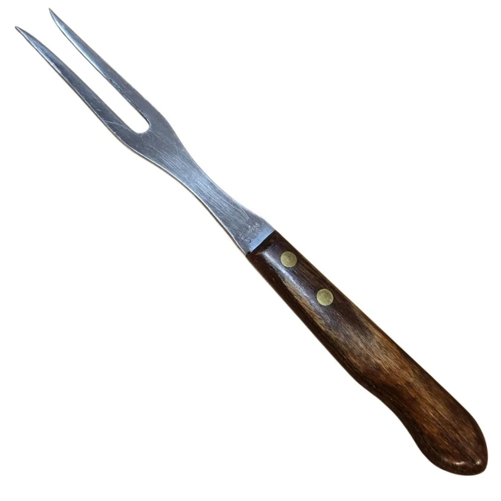 Vintage Stainless Steel Carving Fork with Wooden Handle Turkey USA‎  9
